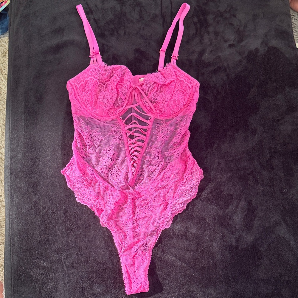 Victoria's Secret Vibrant Pink Lace Chemise